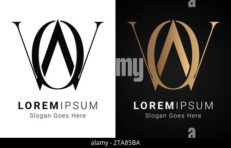 Luxury Initial WO or OW Monogram Text Letter Logo Design Stock Vector