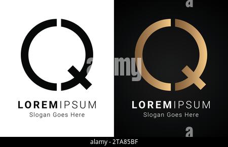 Luxury Initial QC or CQ Monogram Text Letter Logo Design Stock Vector