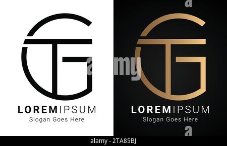 Luxury Initial GT or TG Monogram Text Letter Logo Design Stock Vector