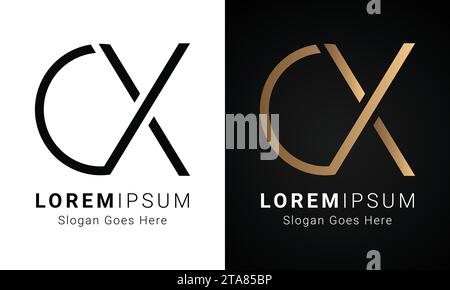 Luxury Initial XC or CX Monogram Text Letter Logo Design Stock Vector