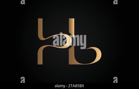 Luxury Initial HL or LH Monogram Text Letter Logo Design Stock Vector
