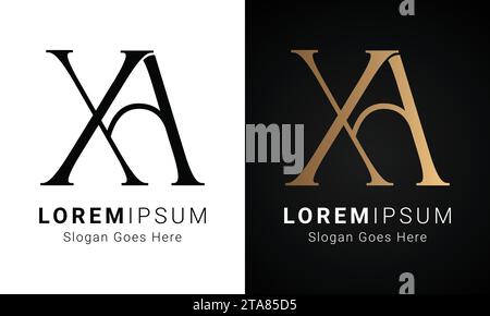 Luxury Initial XA or AX Monogram Text Letter Logo Design Stock Vector