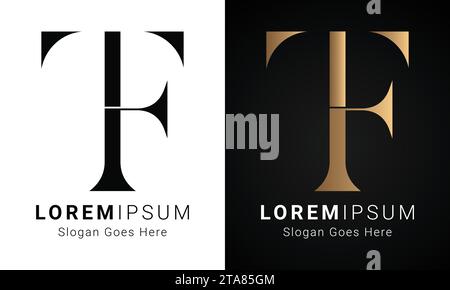 Luxury Initial TF or FT Monogram Text Letter Logo Design Stock Vector