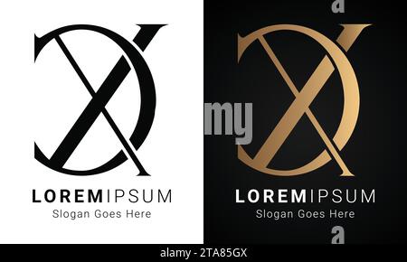 Luxury Initial XC or CX Monogram Text Letter Logo Design Stock Vector