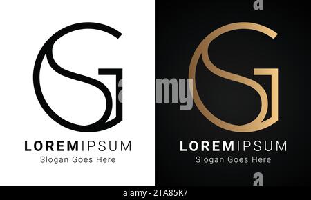 Luxury Initial GS or SG Monogram Text Letter Logo Design Stock Vector