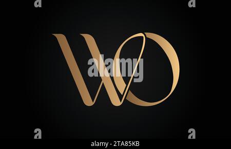 Luxury Initial WO or OW Monogram Text Letter Logo Design Stock Vector