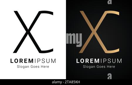 Luxury Initial XC or CX Monogram Text Letter Logo Design Stock Vector
