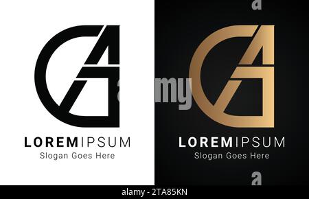 Luxury Initial AG or GA Monogram Text Letter Logo Design Stock Vector
