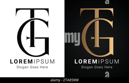 Luxury Initial GT or TG Monogram Text Letter Logo Design Stock Vector