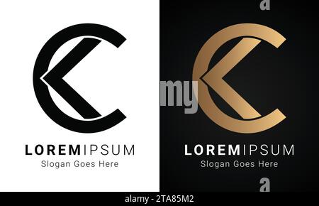 Luxury Initial CK or KC Monogram Text Letter Logo Design Stock Vector