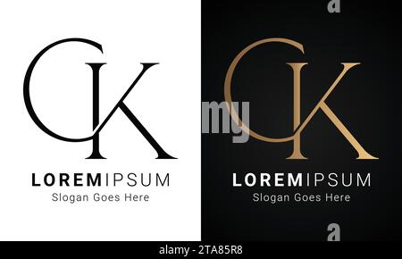 Luxury Initial CK or KC Monogram Text Letter Logo Design Stock Vector