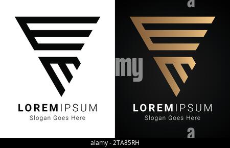 Luxury Initial ME or EM Monogram Text Letter Logo Design Stock Vector