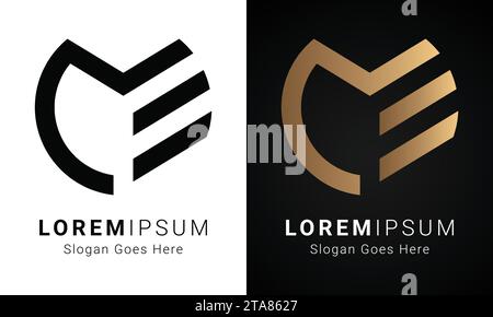Luxury Initial ME or EM Monogram Text Letter Logo Design Stock Vector