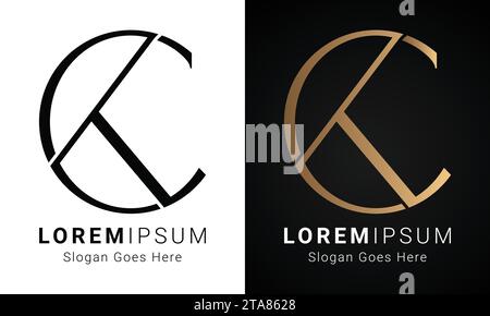 Luxury Initial CK or KC Monogram Text Letter Logo Design Stock Vector