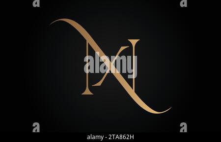 Luxury Initial XN or NX Monogram Text Letter Logo Design Stock Vector