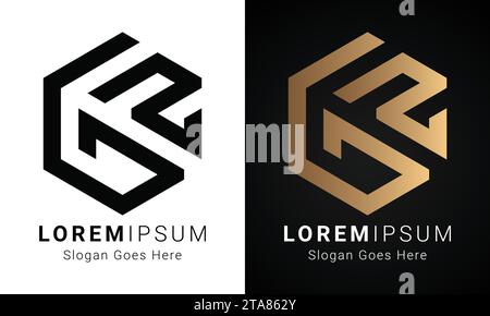 Luxury Initial GS or SG Monogram Text Letter Logo Design Stock Vector