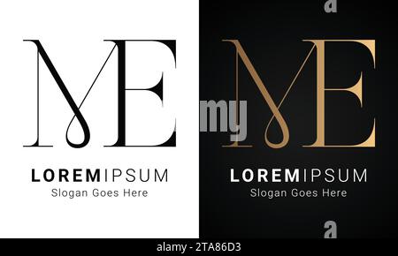 Luxury Initial ME or EM Monogram Text Letter Logo Design Stock Vector