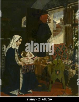 Victor Lagye - Johanna van der Gheynst at the bed of her child. Stock Photo