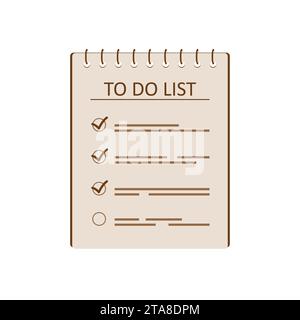 To do list, Planning and organization of work, checklist or task list. Paper sheets with checkmarks and abstract text. School business diary. Stock Vector