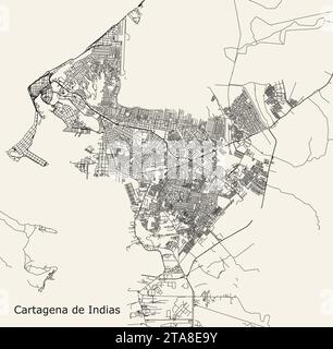 Vector city road map of Cartagena de Indias, Spain Stock Vector