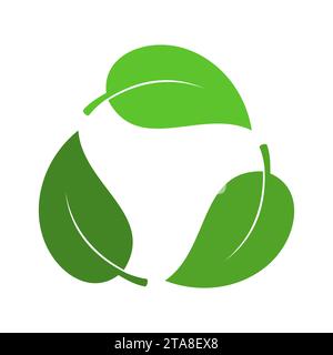 Recycling leaves icon isolated on white background. Arrow that rotates endlessly recycled concept. Recycle eco symbol, Ecology icon recycling garbage. Stock Vector