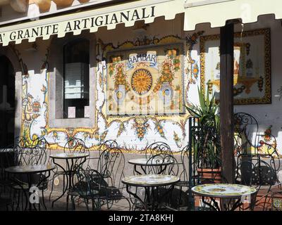 Bam Bar, Bambar, small cafe-bar, coffee shop, Taormina, Messina, Sicily, Sicilia, Italy, Europe Stock Photo