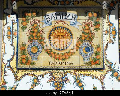 Bam Bar, Bambar, small cafe-bar, coffee shop, Taormina, Messina, Sicily, Sicilia, Italy, Europe Stock Photo