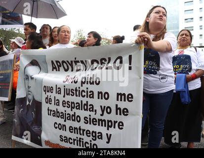 PLANTON-POLICIA-SANTIAGO-OLMEDO Quito, miÃ rcoles 29 de noviembre del 2023 Planton a favor del policia Santiago Olmedo, en la Audiencia de Casacion en la Corte Nacional de Justicia. Fotos:Rolando Enriquez/API Quito Pichincha Ecuador CLJ-PLANTON-POLICIA-SANTIAGO-OLMEDO-67f345361238ad68a36f90a42779ddc8 *** PLANTON POLICIA SANTIAGO OLMEDO Quito, Wednesday, November 29, 2023 Sit-in in favor of policeman Santiago Olmedo, in the Hearing of Cassation in the National Court of Justice Photos Rolando Enriquez API Quito Pichincha Ecuador CLJ PLANTON POLICIA SANTIAGO OLMEDO 67f345361238ad68a36f90a42779ddc Stock Photo