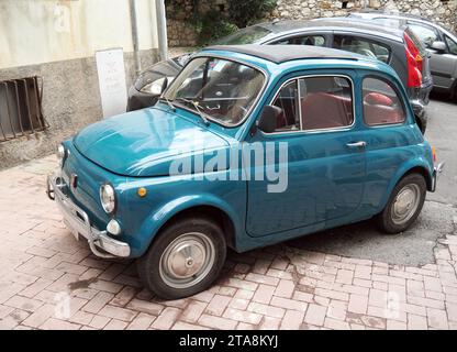 Fiat 500L car, Taormina, Messina, Sicily, Sicilia, Italy, Europe Stock Photo