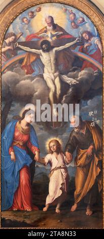 VICENZA, ITALY - NOVEMBER 5, 2023: The painting  of Holy Family with the Holy Trinity in the Cathedral by unknown artist. Stock Photo