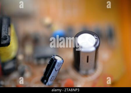 interiors of a satellite receiver with the power board and main board ...