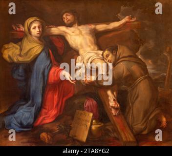 VICENZA, ITALY - NOVEMBER 5, 2023: The painting  of Virgin Mary and St. Anthony of Padua with the Jesus  on the cross in the Cathedral Stock Photo