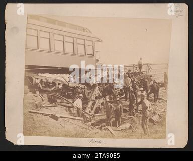 View of the great railroad wreck The most appalling railroad disaster on the Continent, on the T.P. & W.R.R. near Chatsworth, Illinois, of the Niagara Excursion Train, at midnight, August Stock Photo