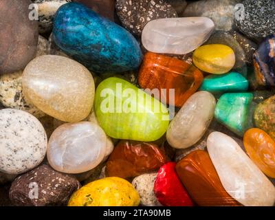 Close up of colorful polished rocks from Lake Superior Stock Photo