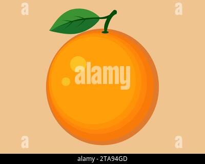 Delicious fresh A big Orange fruit vector illustration isolated Background colorful juicy orange Stock Vector