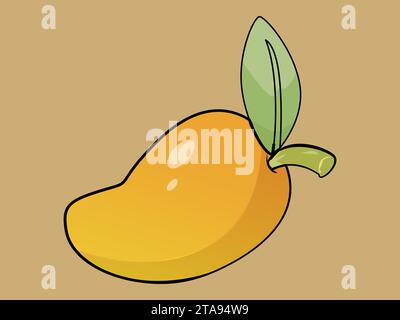Delicious fresh a big Mango fruit vector illustration isolated Background colorful juicy Mango Stock Vector