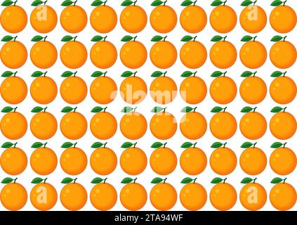 Delicious fresh Orange fruit Pattern vector illustration isolated Background colorful juicy orange Stock Vector