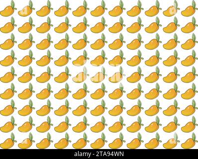 Delicious fresh Mango fruit Pattern vector illustration isolated Background colorful juicy Mango Stock Vector
