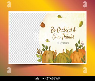 watercolor thanksgiving horizontal banner design vector illustration Stock Vector