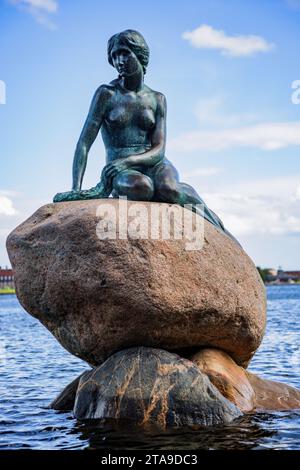 The Little Mermaid, a famous statue in the habour in Copenhagen, Denmark. Stock Photo