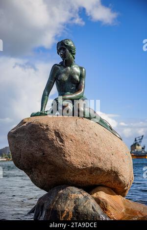 The Little Mermaid, a famous statue in the habour in Copenhagen, Denmark. Stock Photo