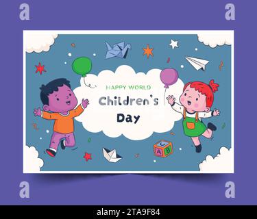 hand drawn background world children s day celebration design vector illustration Stock Vector