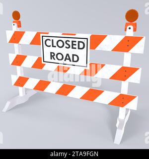 Closed road barrier isolated on white background Stock Photo