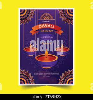 gradient diwali poster template design vector illustration Stock Vector
