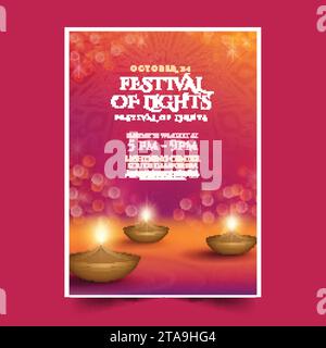 realistic diwali festival vertical poster template design vector illustration Stock Vector