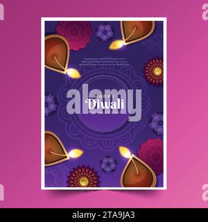gradient vertical poster template diwali festival celebration design vector illustration Stock Vector