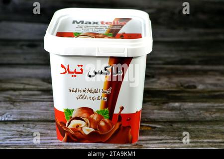 Cairo, Egypt, November 24 2023: Maxtella hazelnut chocolate spread, made from ingredients like selected hazelnuts and delicious cocoa, has an authenti Stock Photo
