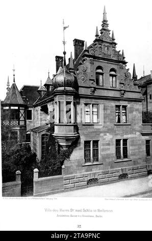Villa in Heilbronn, Architekten Kaiser & v. Groszheim, Berlin, Tafel 32, Kick Jahrgang I. Stock Photo