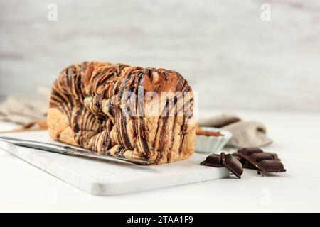 Swirl Brioche with Chocolate, Chocolate Roll Bread, Pull Apart Rolls Babka. Povitica, traditional Polish Sweet Christmas Breads Stock Photo