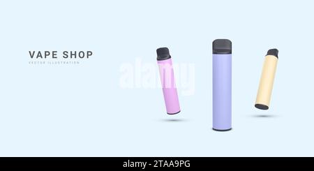 Disposable electronic cigarette vector banner. Colorful disposable